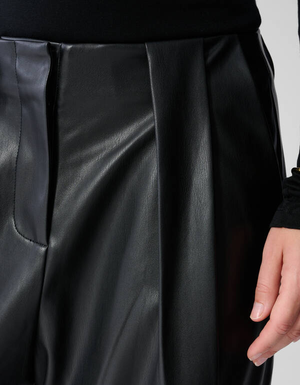 Vegane Leder Barrel-Fit-Hose Schwarz By Lonneke SHOEBY WOMEN