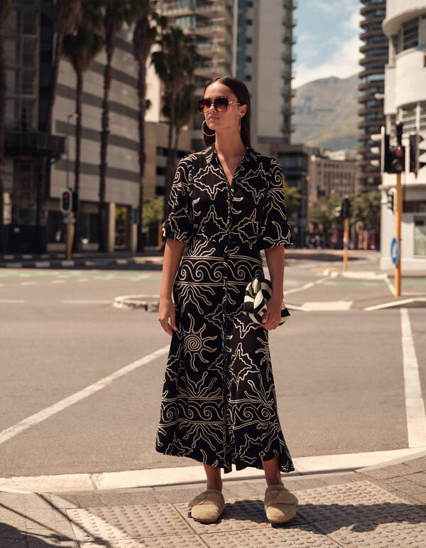 Bedrucktes Maxikleid Schwarz SHOEBY WOMEN