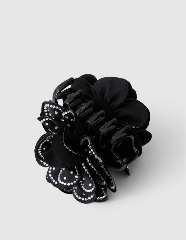 Strass Blume Haarspange Schwarz SHOEBY ACCESSOIRES