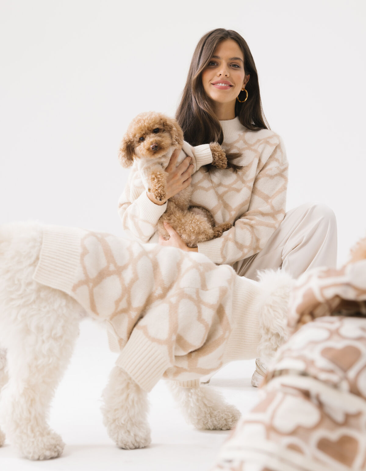 Herz gedruckt Hund Pullover Off White SHOEBY ACCESSOIRES