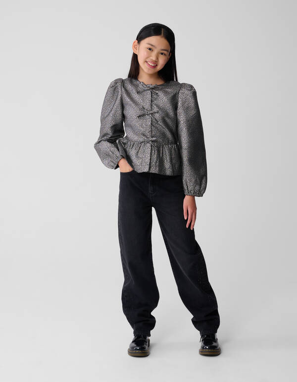 Jacquardbluse mit Schleife Silber SHOEBY GIRLS