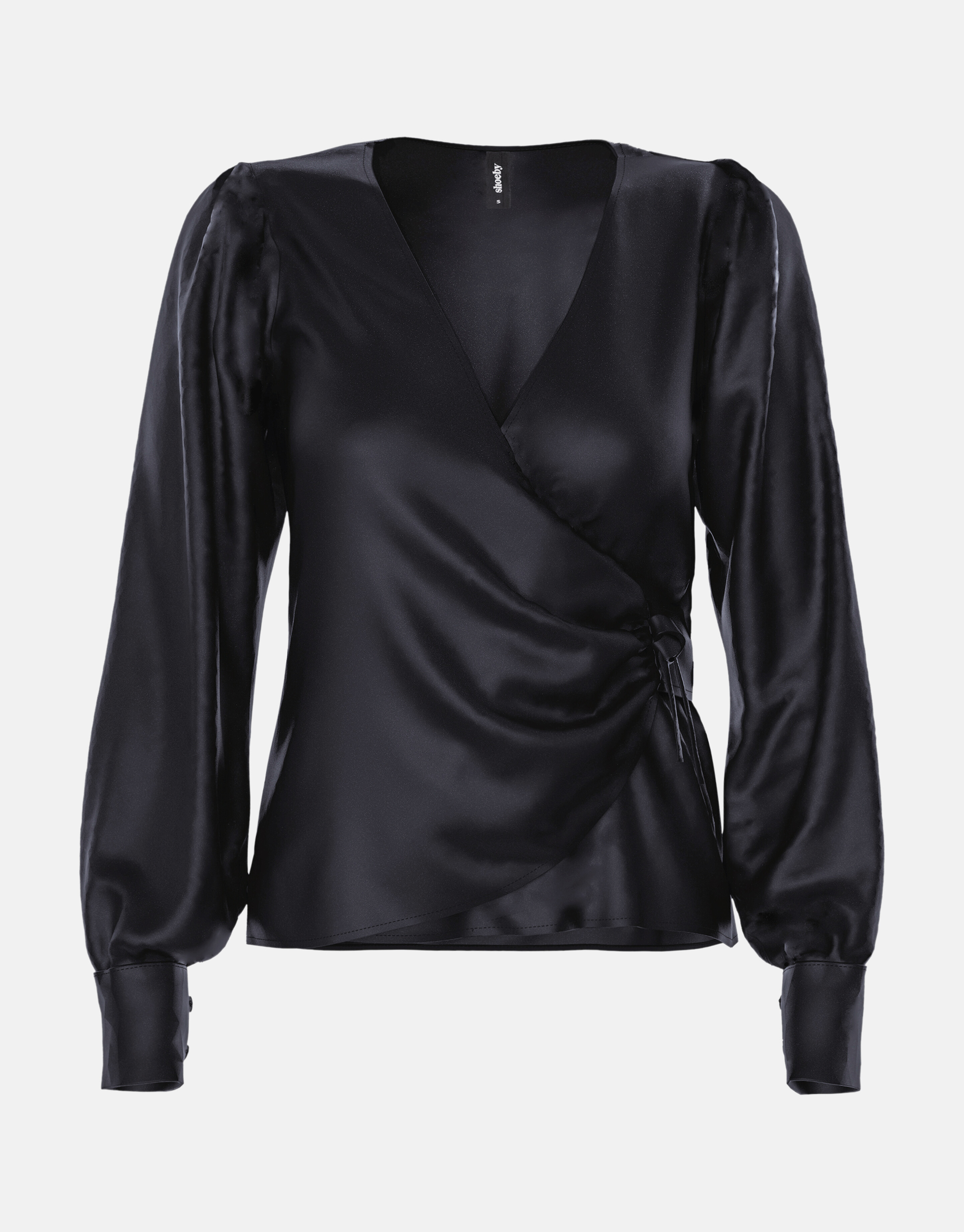 Satin-Wickelbluse Schwarz SHOEBY WOMEN