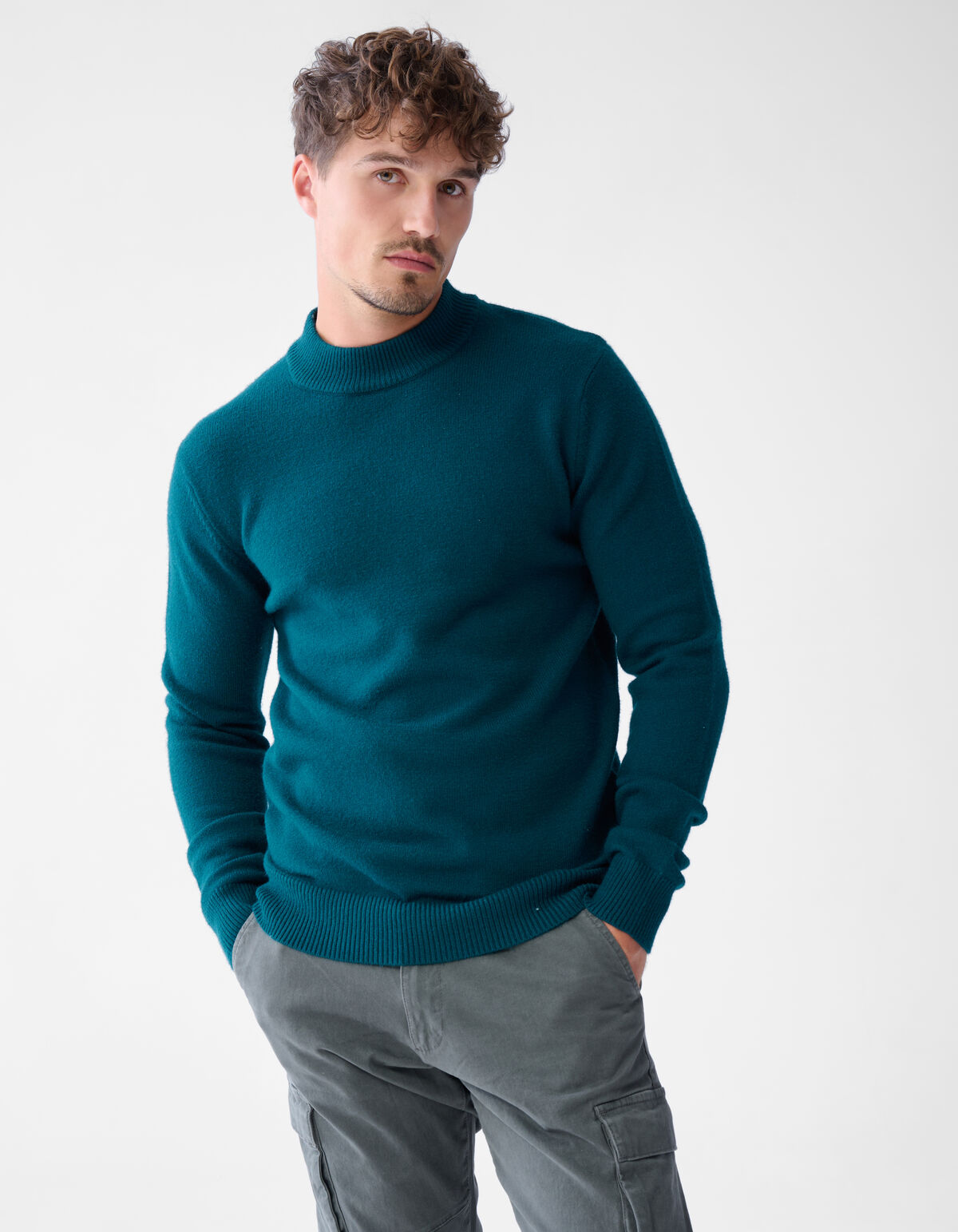 Jacquard-Strickpullover Dunkelgrün SHOEBY MEN