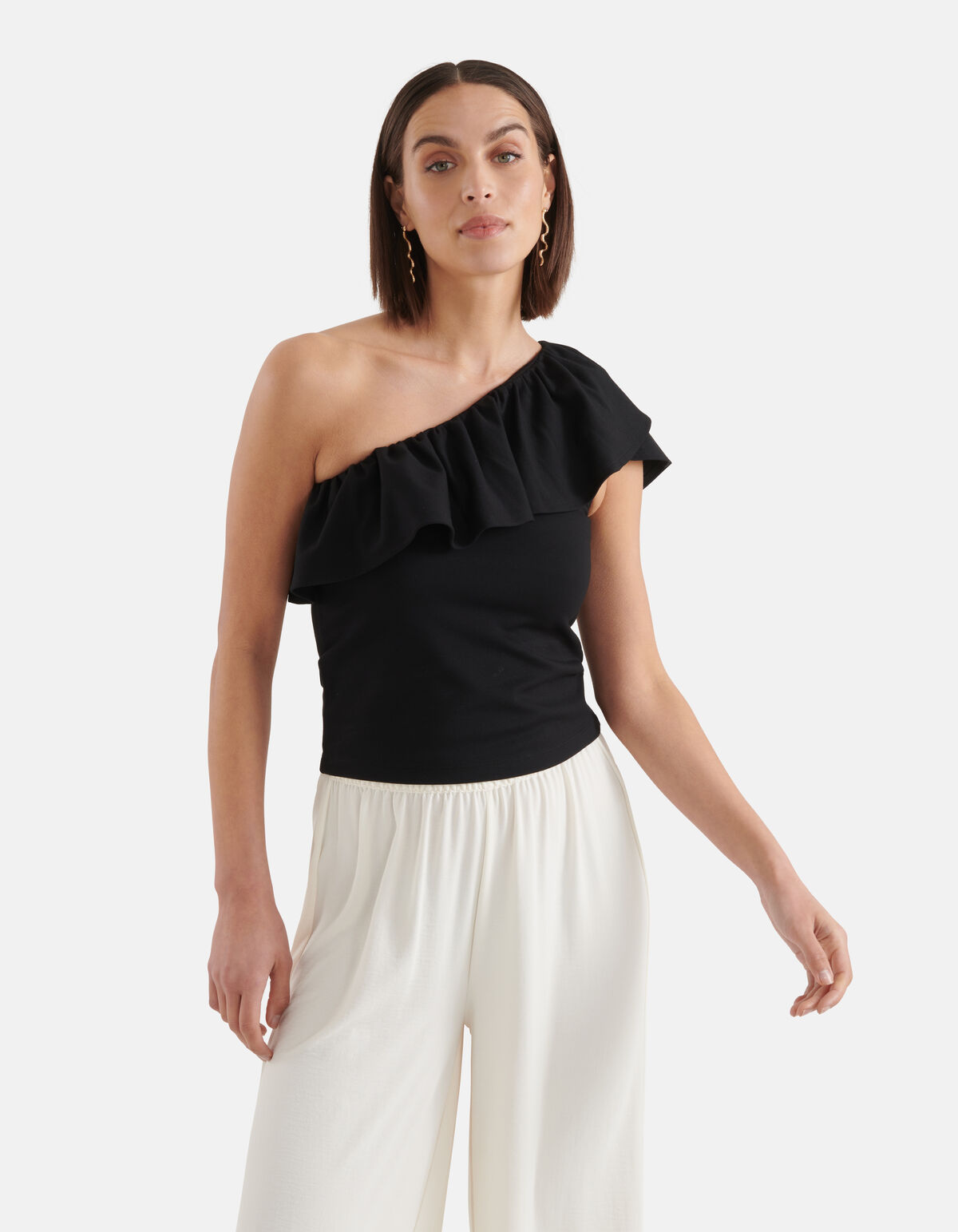 Rüschen-Top Schwarz SHOEBY WOMEN