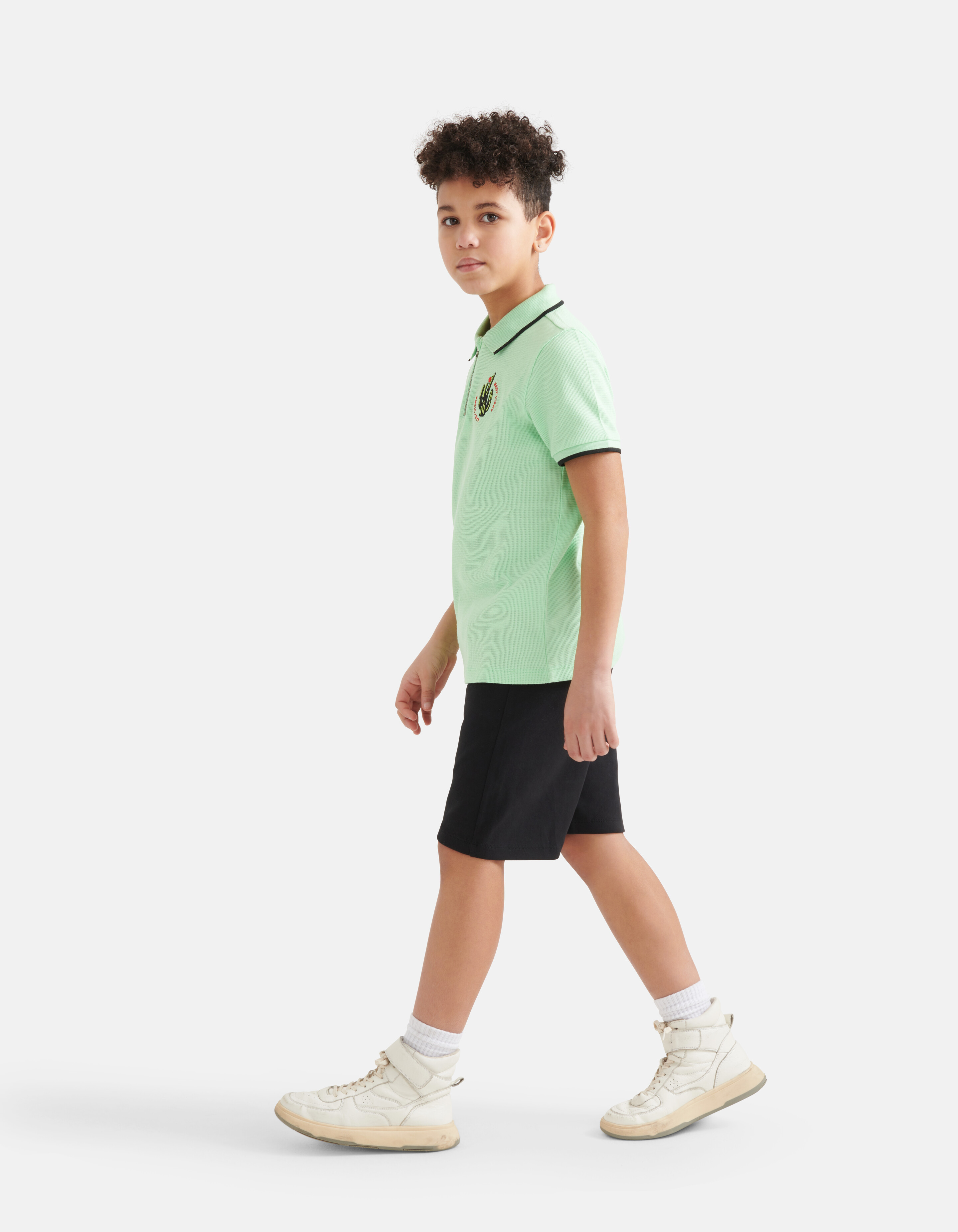 Struktur Zipper Polo Hellgrün SHOEBY BOYS