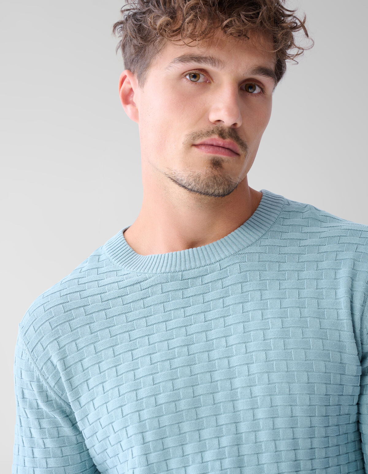 Struktur Pullover Hellgrau SHOEBY MEN