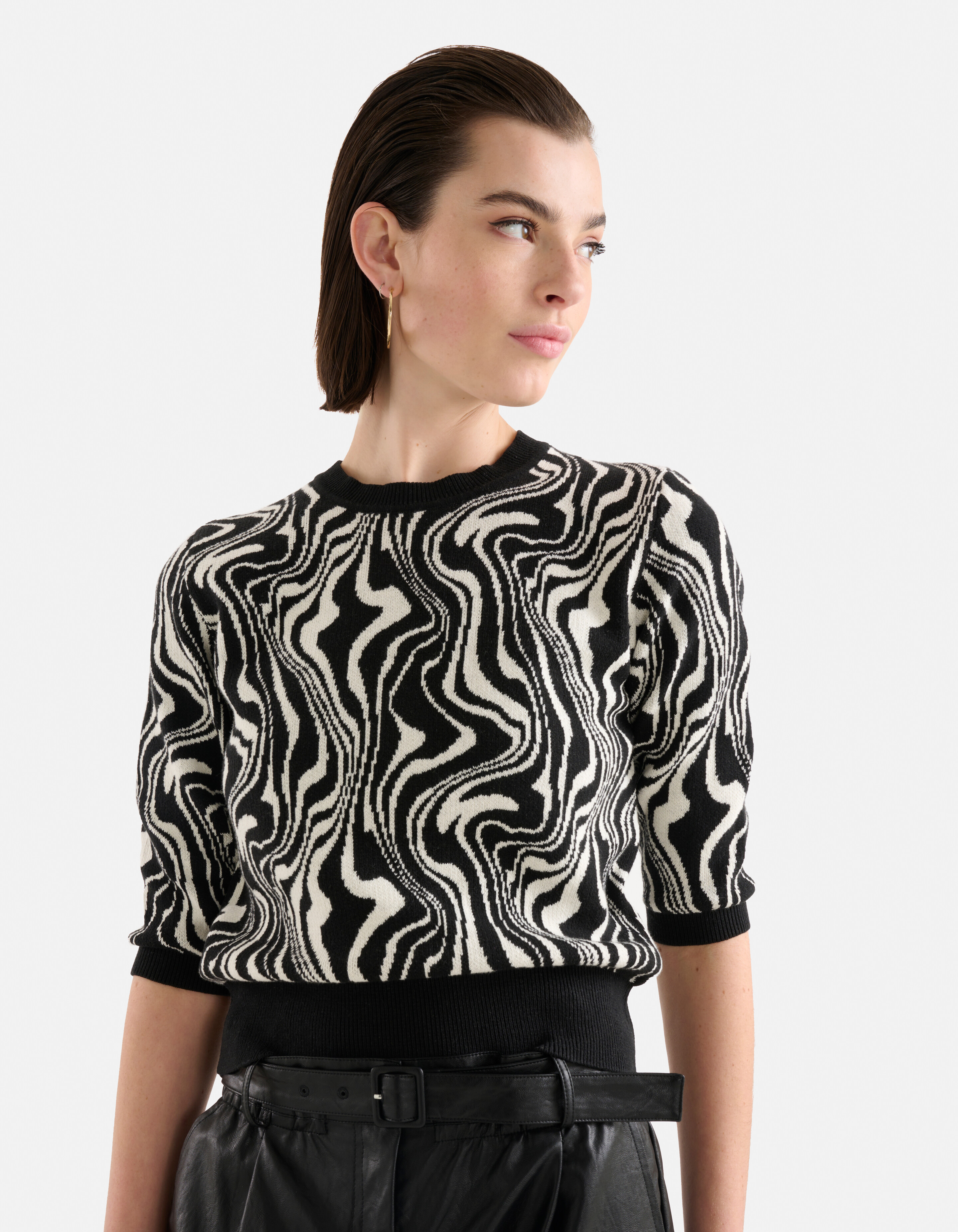 Jacquard Swirl Pullover Schwarz/Weiß SHOEBY WOMEN