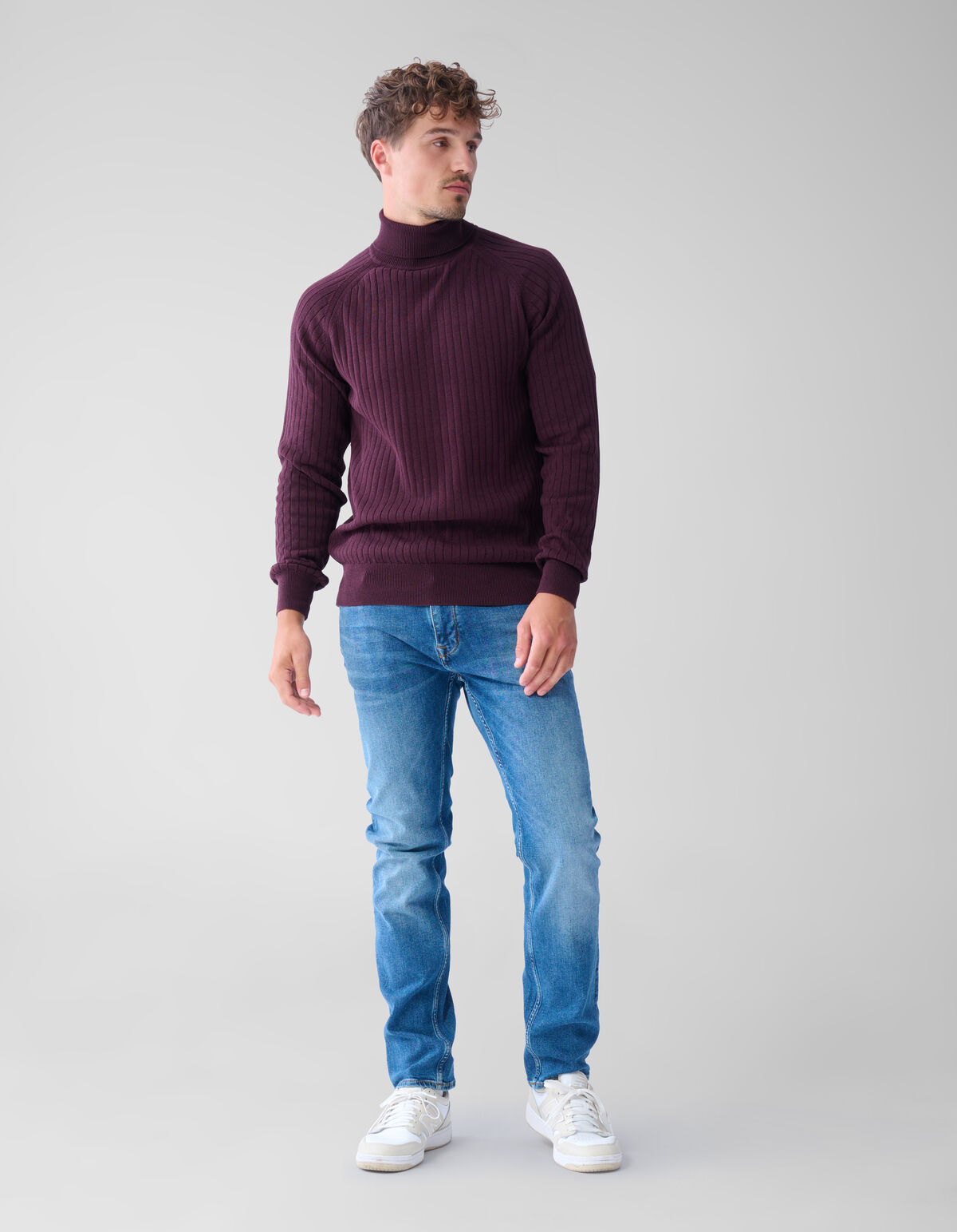 Rippenpullover Dunkelrot SHOEBY MEN