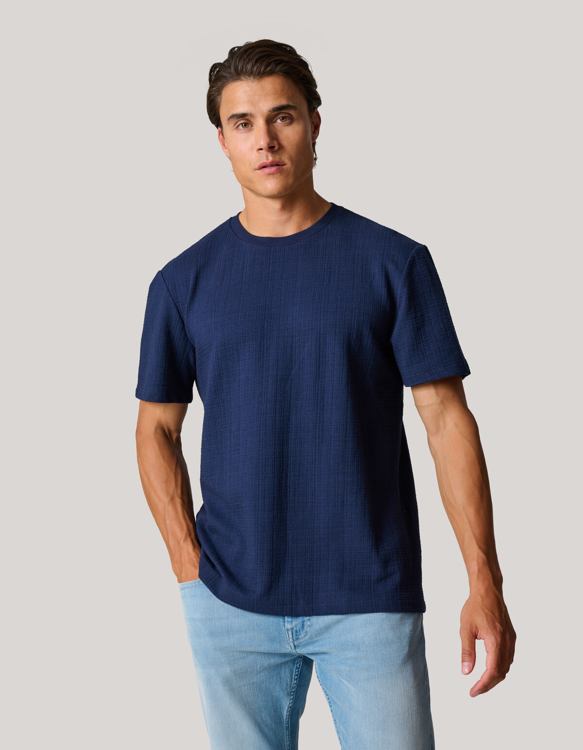 Strukturiertes T-shirt Dunkelblau SHOEBY MEN