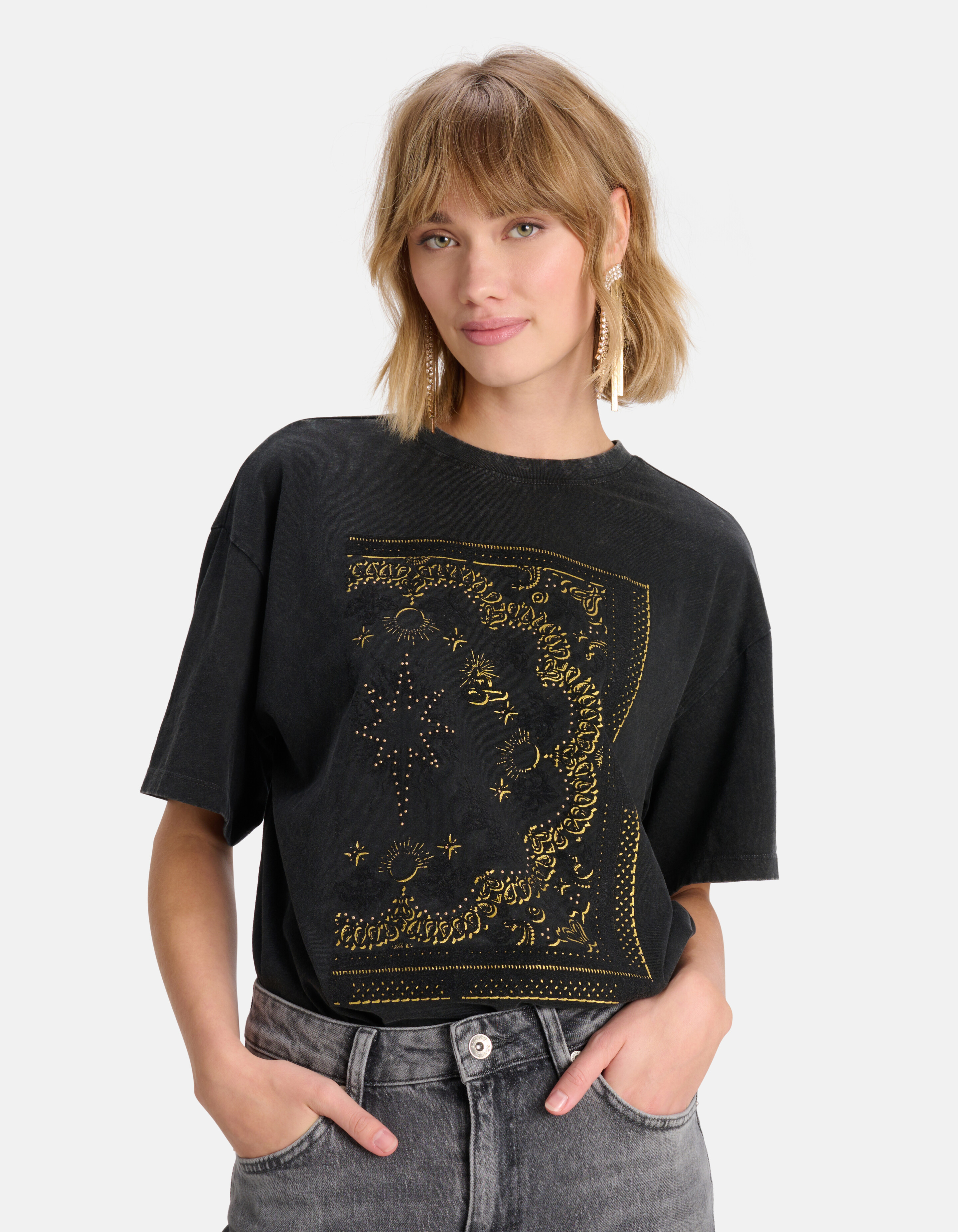 Bedrucktes T-shirt Dunkelgrau SHOEBY WOMEN