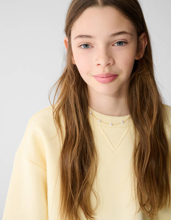 Gro&szlig;er &Auml;rmel Pullover Hellgelb SHOEBY GIRLS