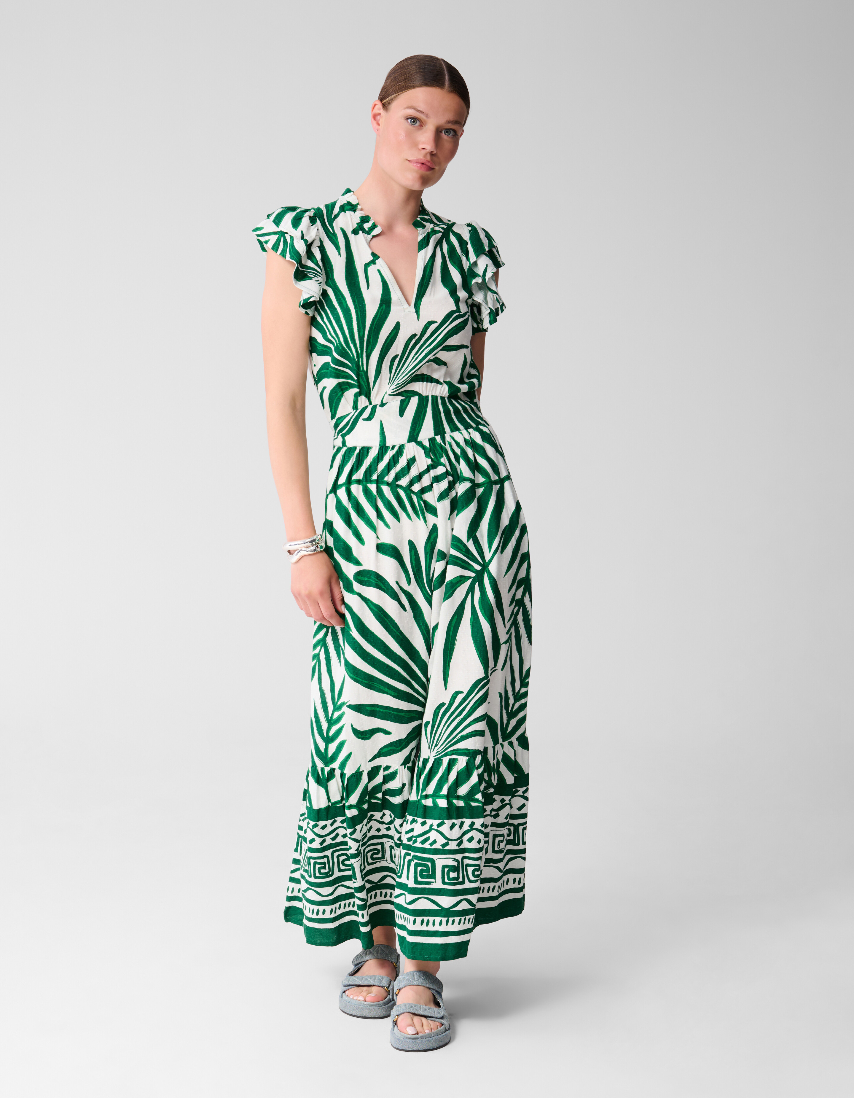 Bedrucktes Palmen-Maxikleid Grün SHOEBY WOMEN