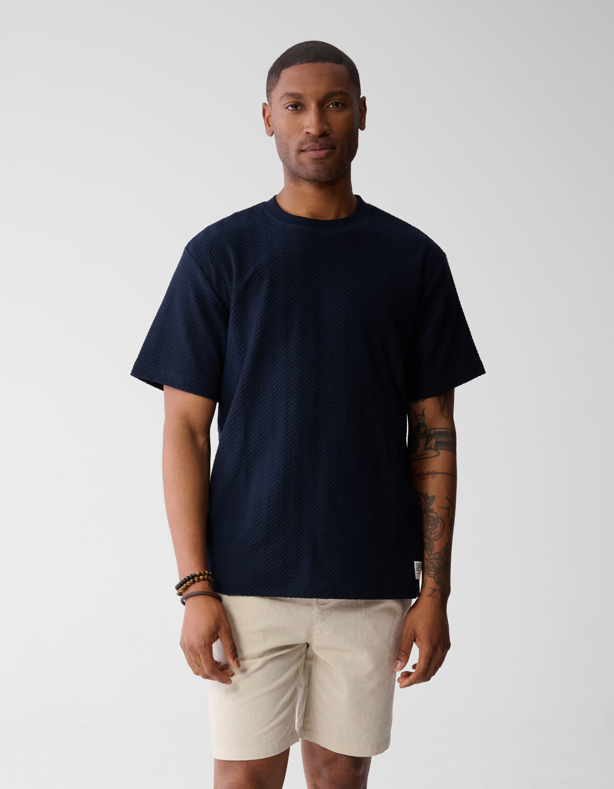 Jacquard-T-Shirt Dunkelblau SHOEBY MEN