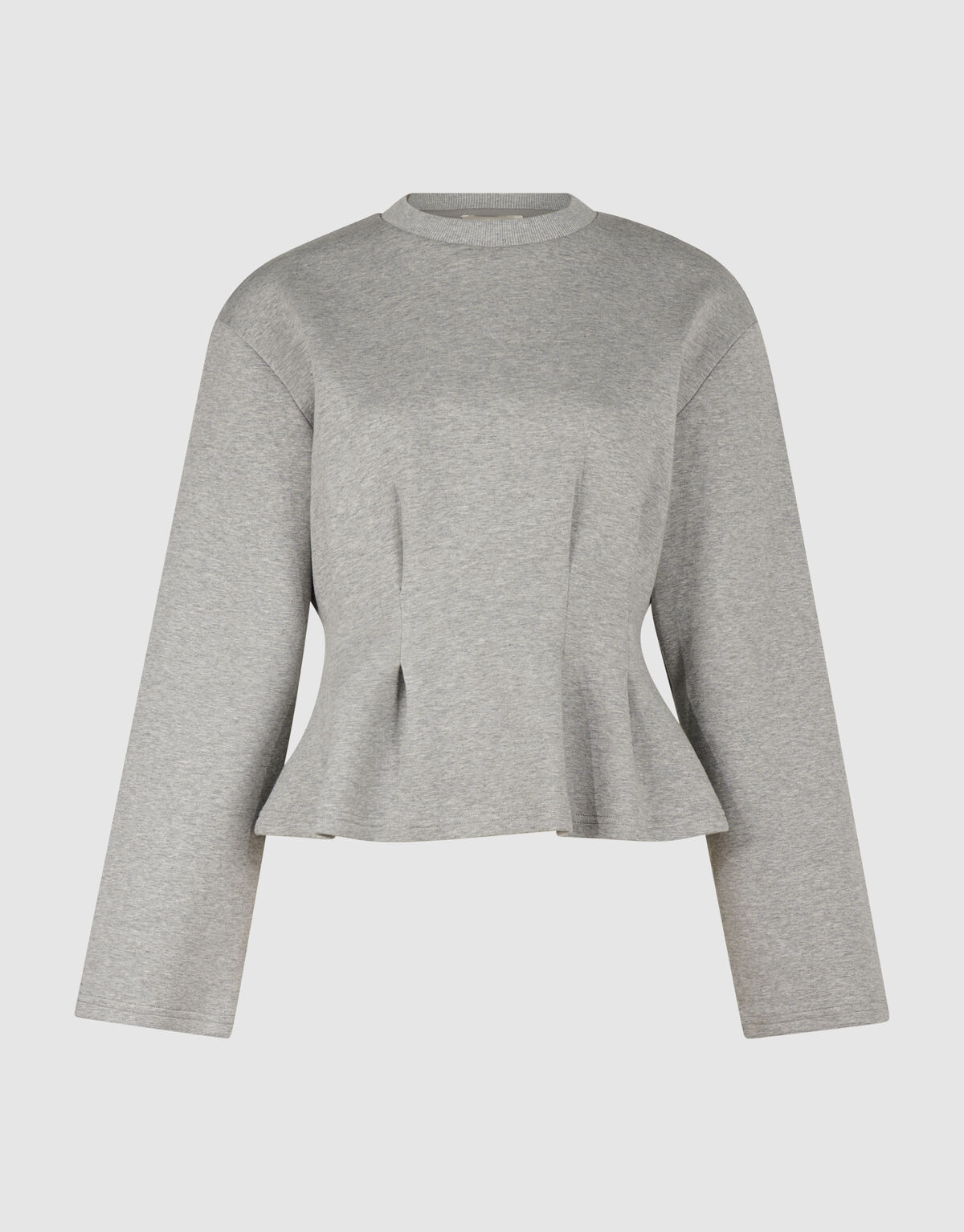 Peplum-Scuba-Langarmshirt Hellgrau SHOEBY WOMEN