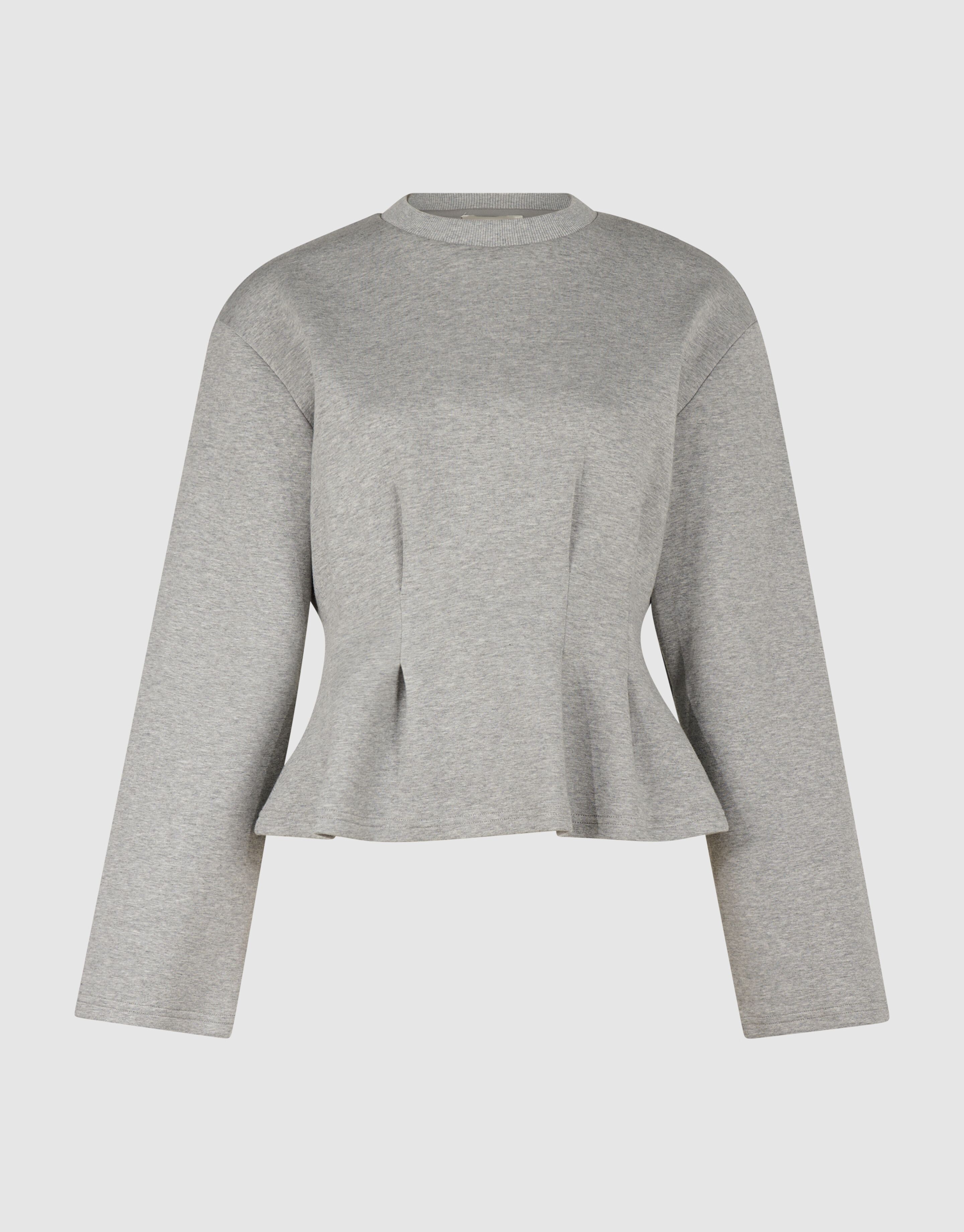 Peplum-Scuba-Langarmshirt Hellgrau SHOEBY WOMEN