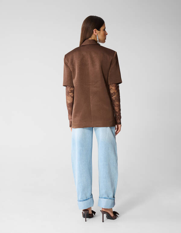 Kurz&auml;rmeliger Blazer Dunkelbraun SHOEBY WOMEN