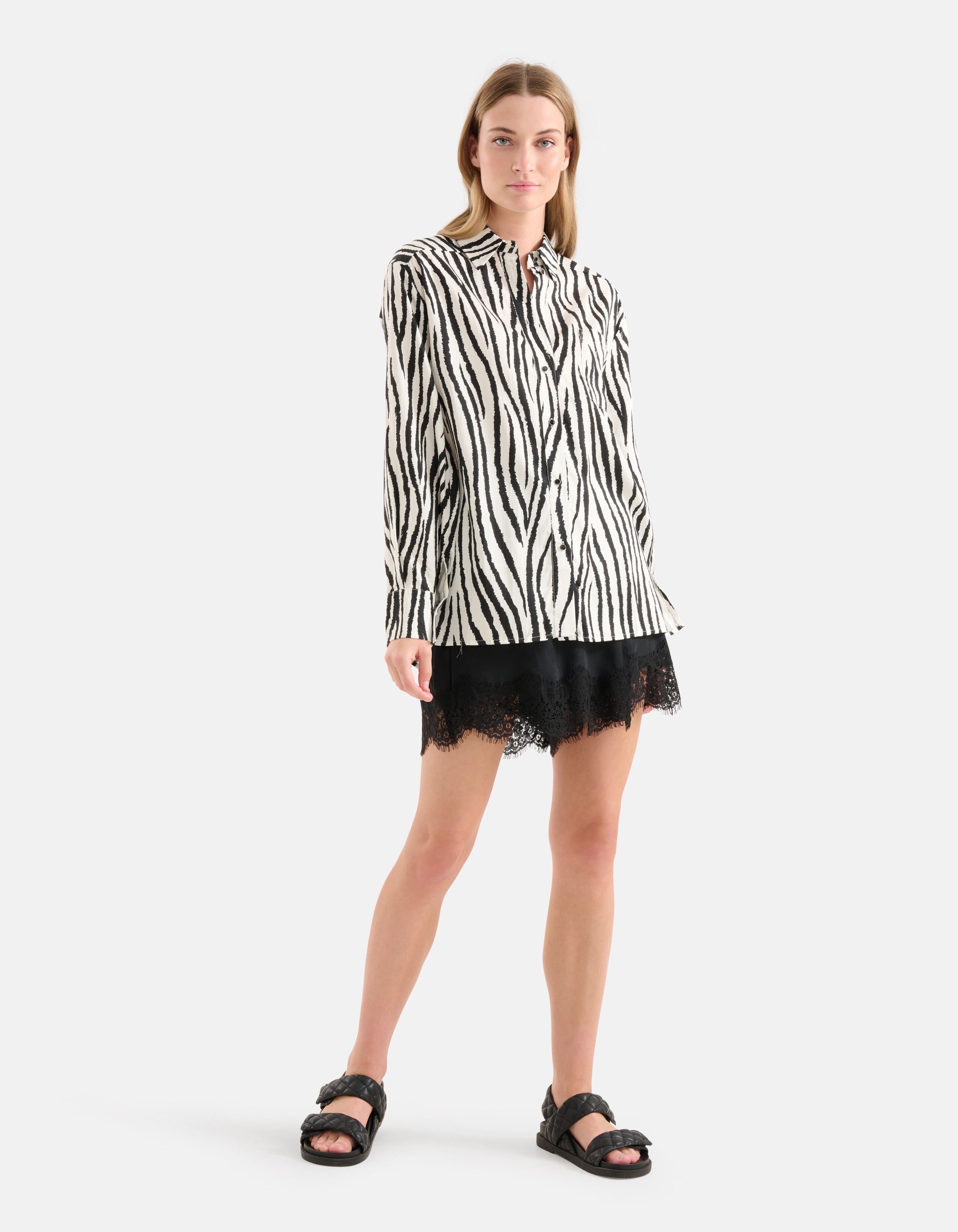 Bluse mit Zebradruck Schwarz/Weiß SHOEBY WOMEN