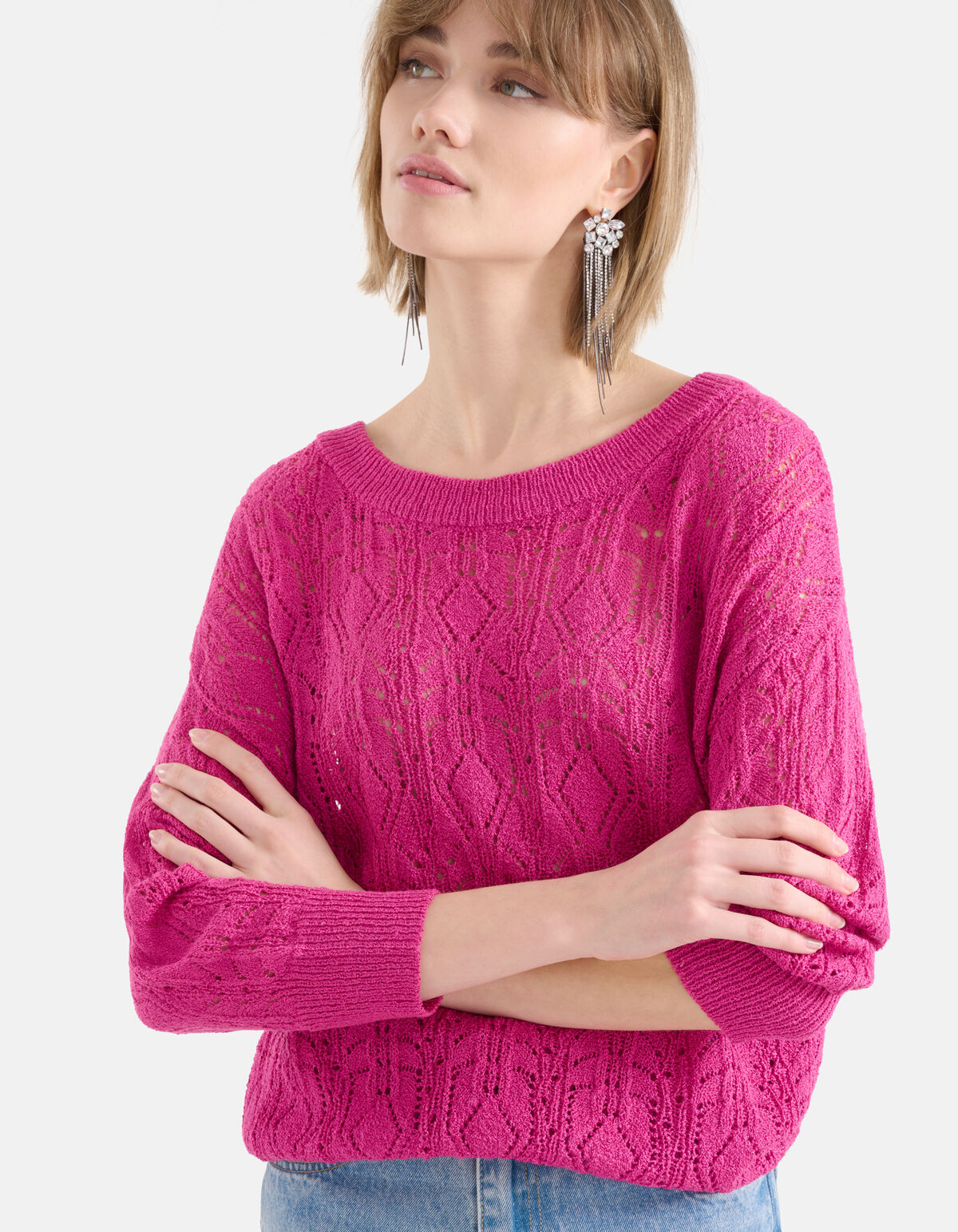 Ajour Fledermausärmel Pullover Rosa SHOEBY WOMEN
