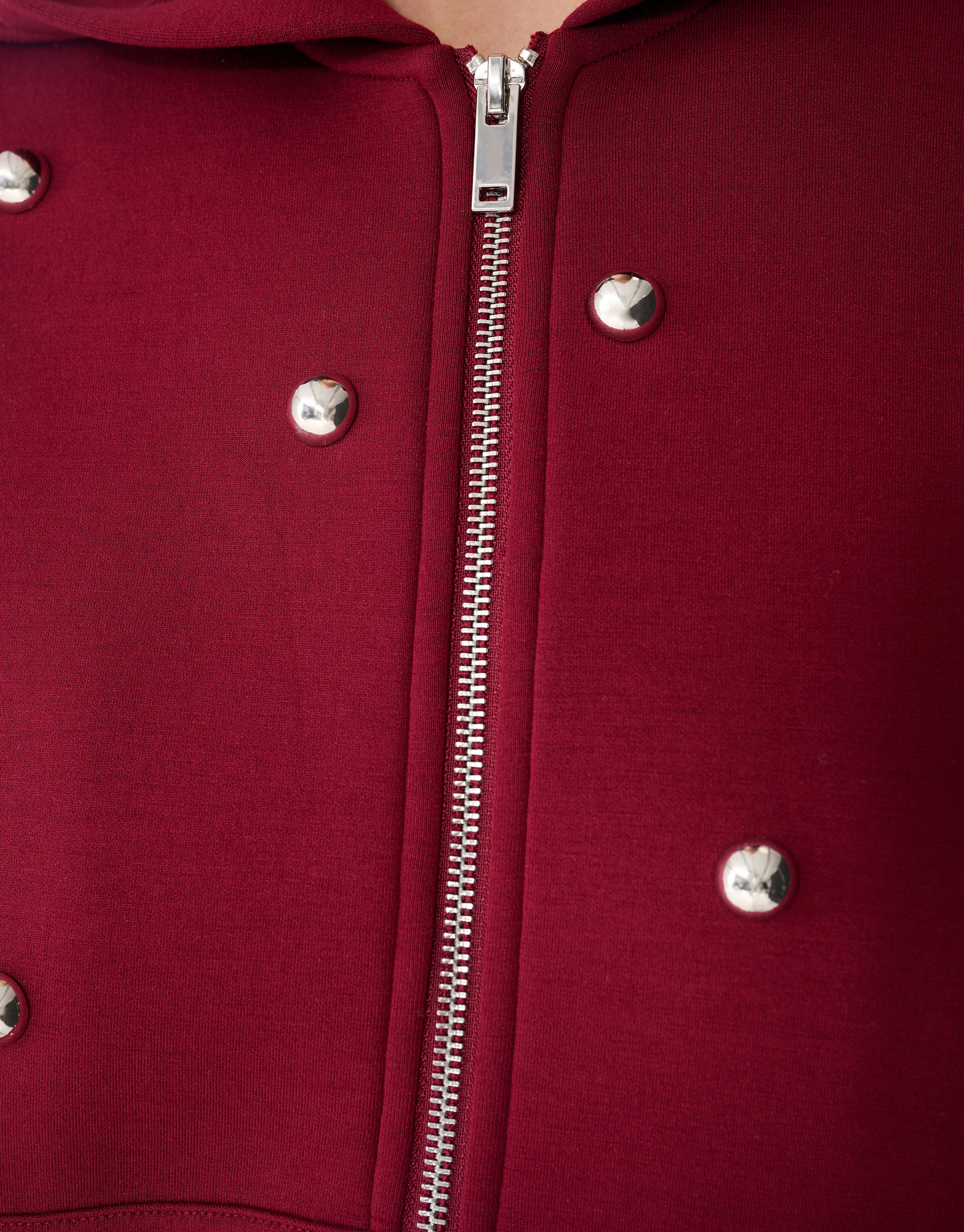 Oversize-Kapuzenweste mit Nieten, dunkelrot SHOEBY WOMEN