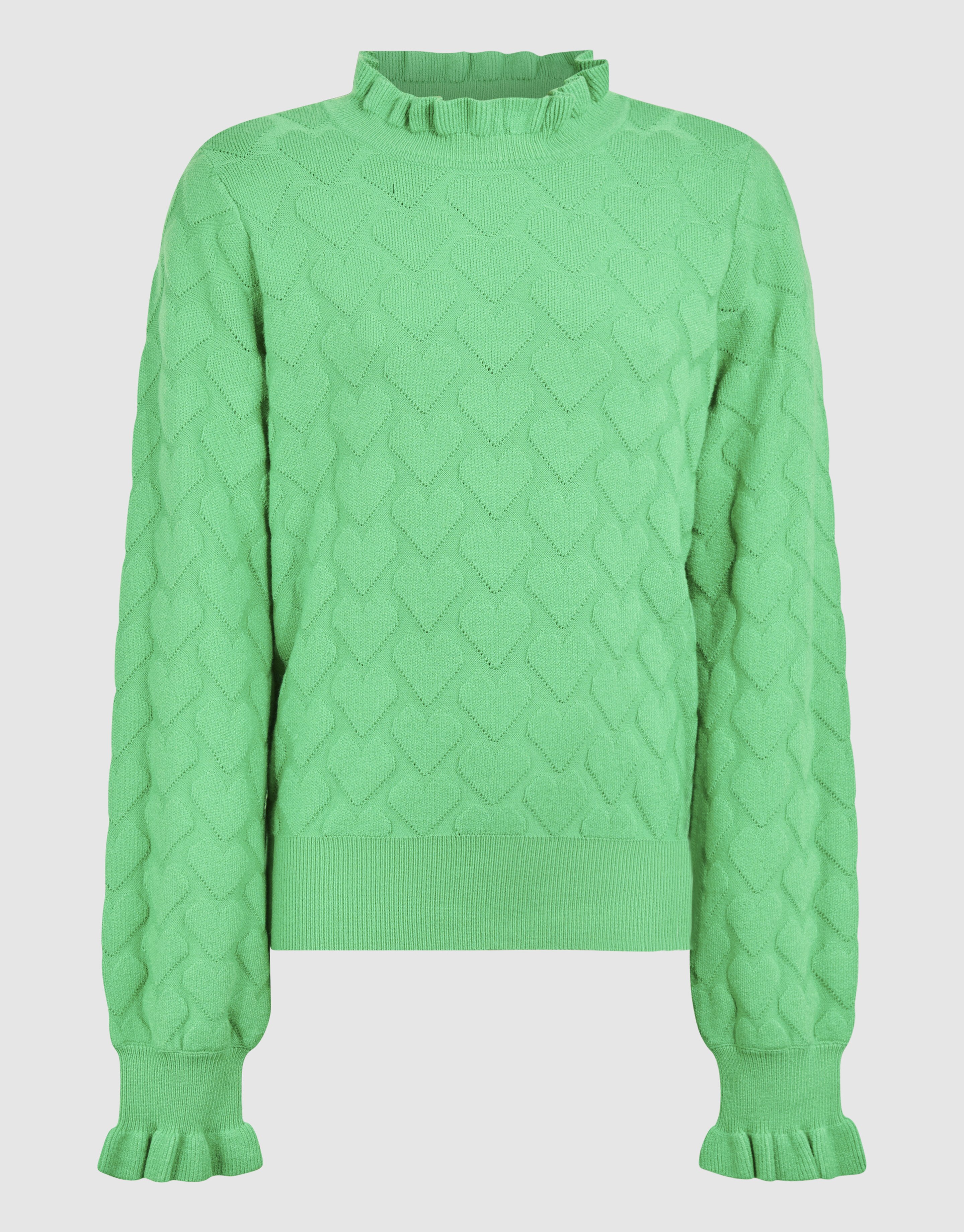 Stricktop mit Herzmotiv Grün SHOEBY GIRLS