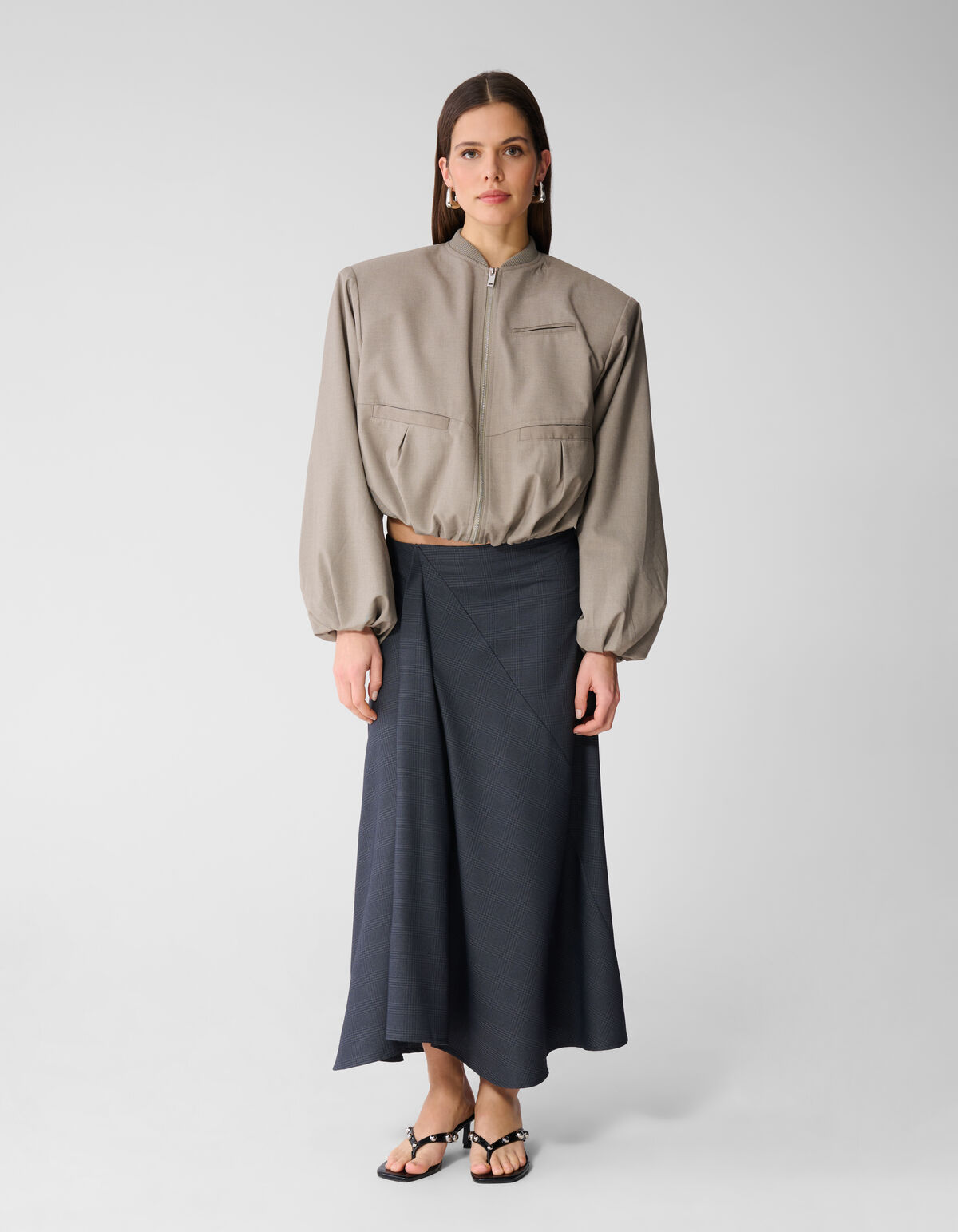 Maxirock mit Karomuster Dunkelgrau SHOEBY WOMEN