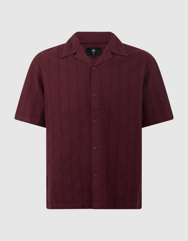 Seersucker-Streifenhemd Dunkelrot SHOEBY MEN