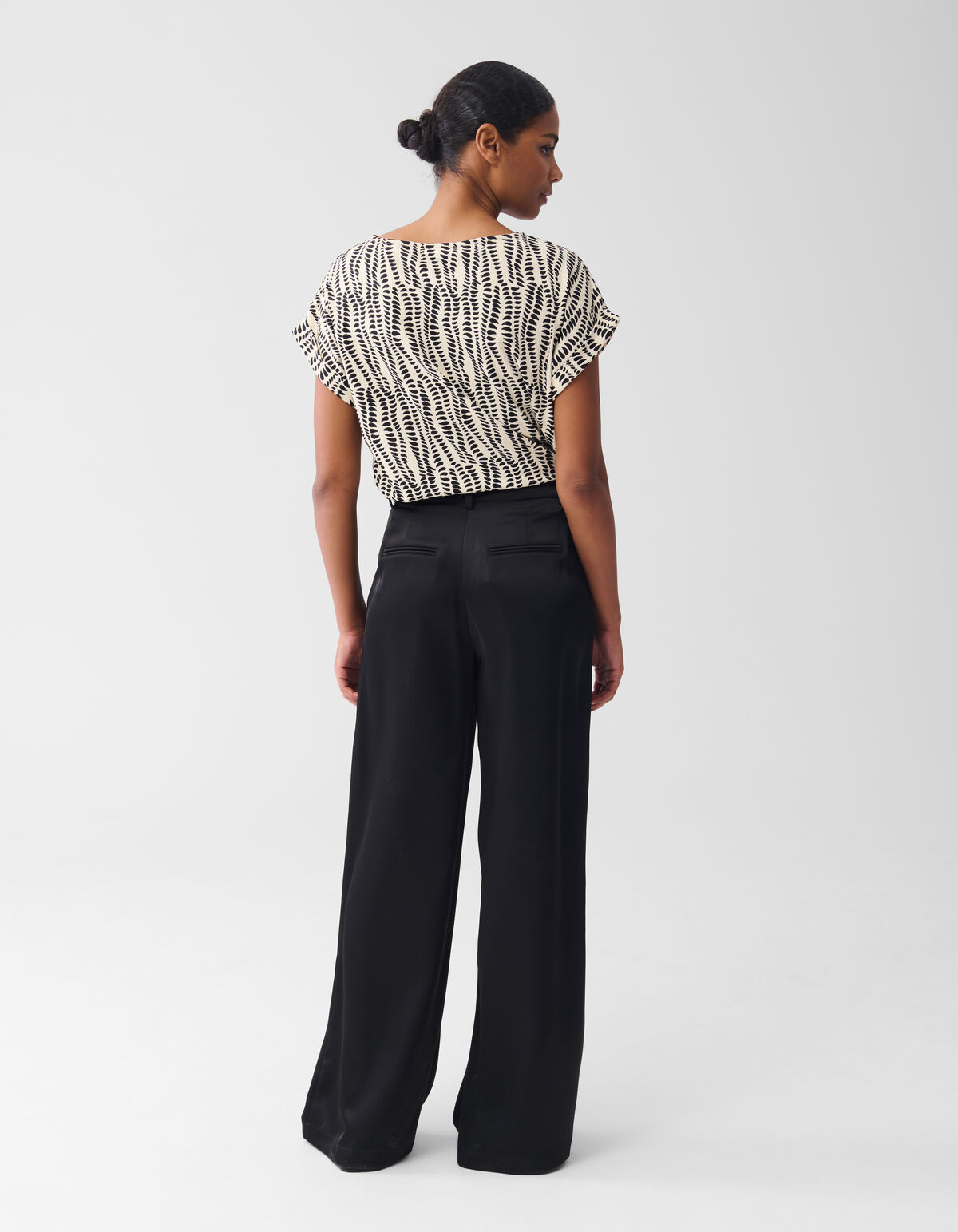Printed Rib Jersey Top White SHOEBY WOMEN