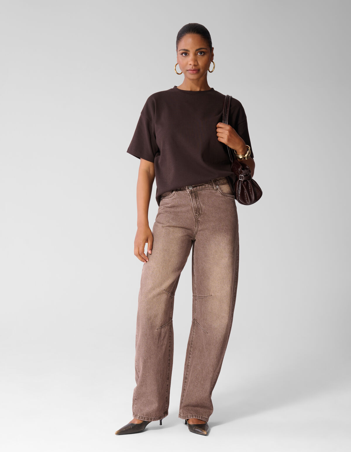 Oversized-T-Shirt Dunkelbraun SHOEBY WOMEN