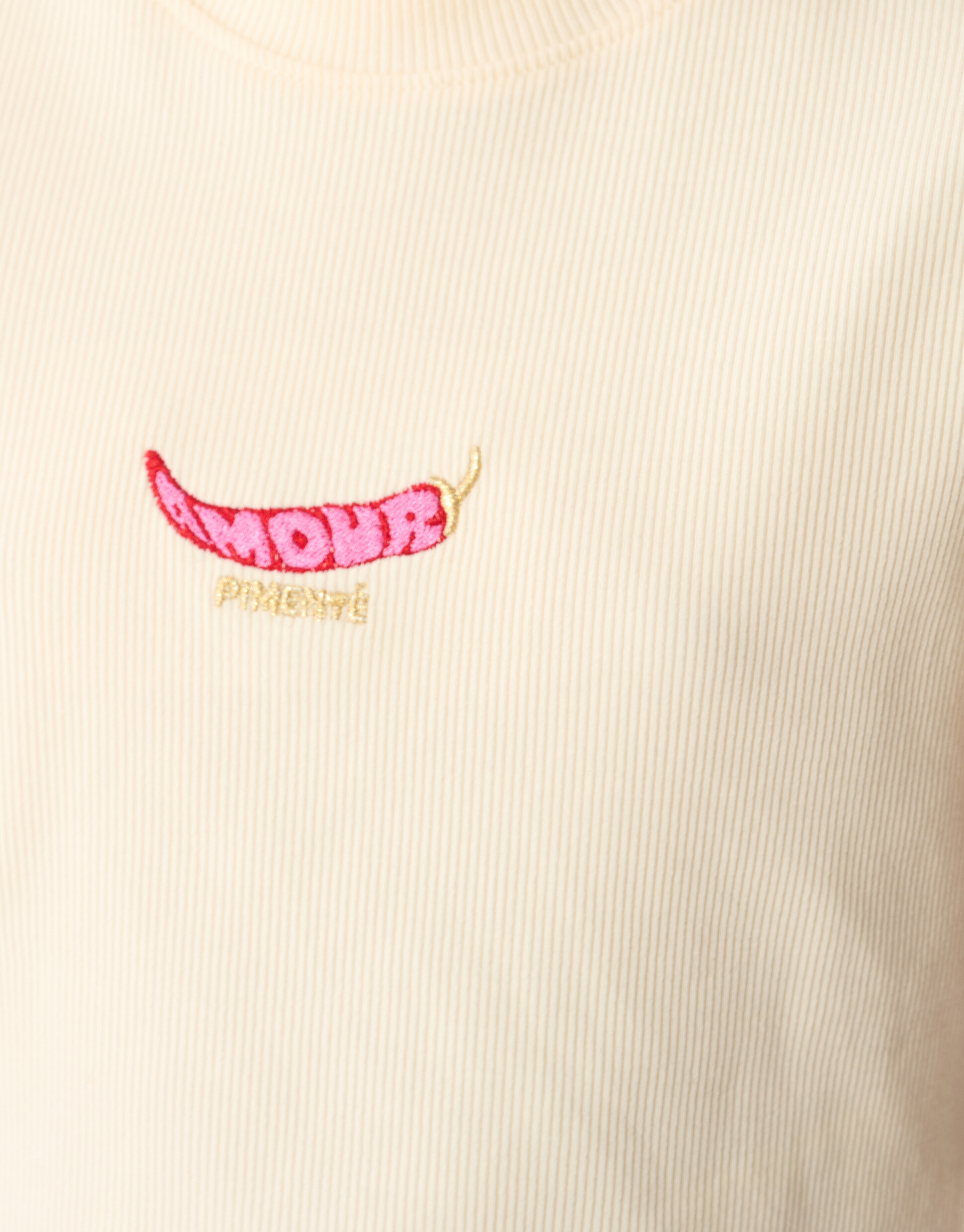 Rib Pepper Crop Top Gebrochenes Wei&szlig; SHOEBY GIRLS