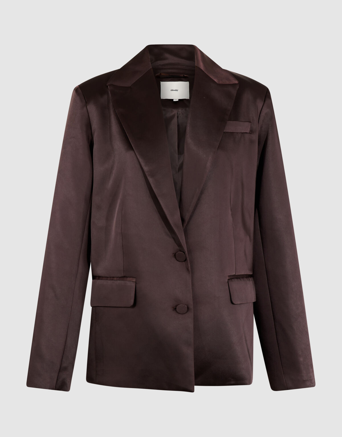 Oversized Satin Blazer Dunkelbraun SHOEBY WOMEN