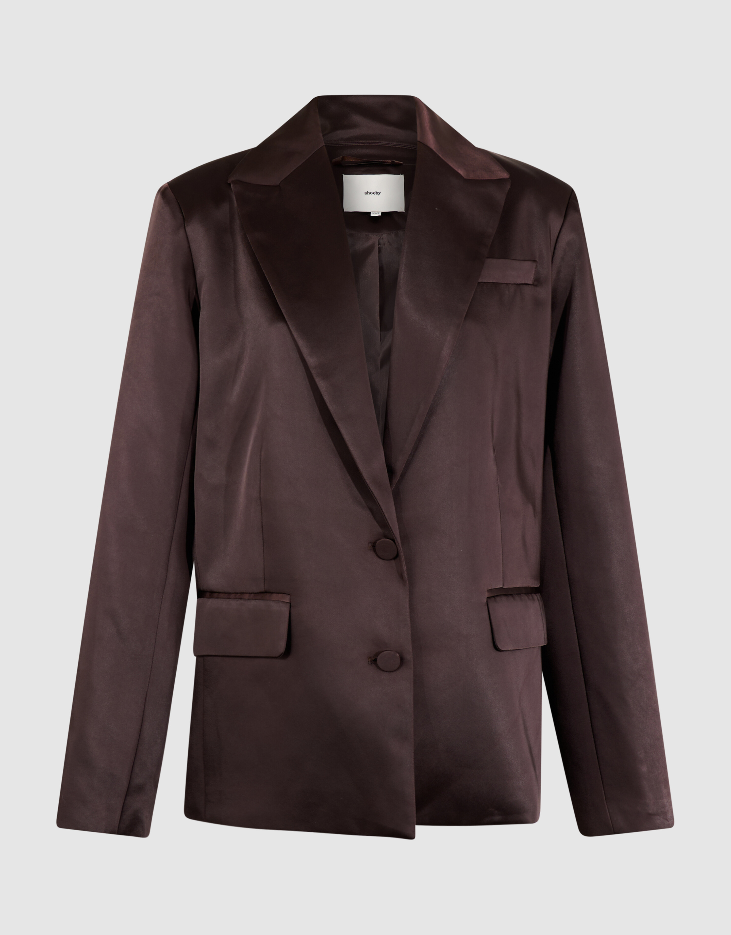 Oversized Satin Blazer Dunkelbraun SHOEBY WOMEN