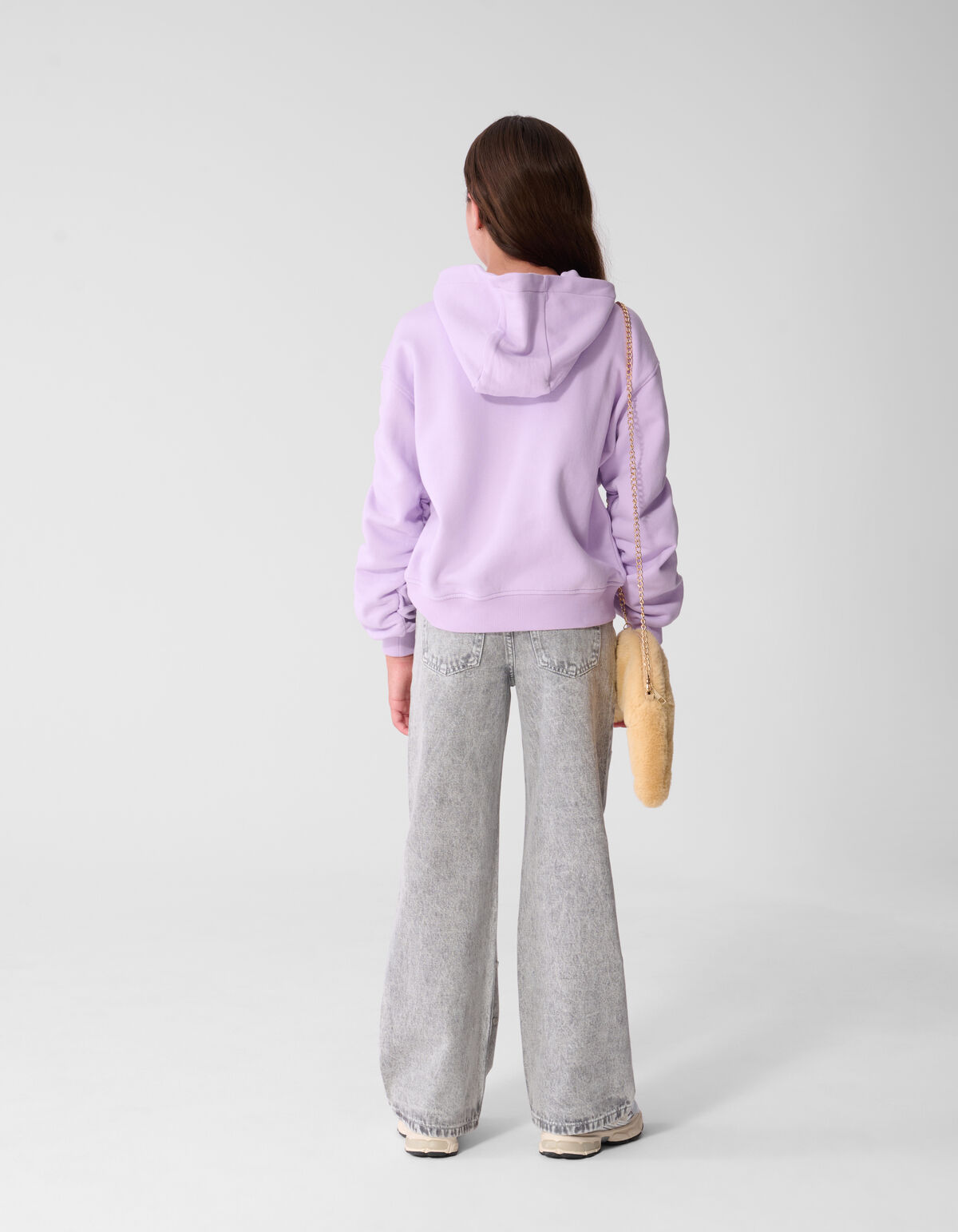 Gathered Sleeve Hoodie Lila SHOEBY GIRLS