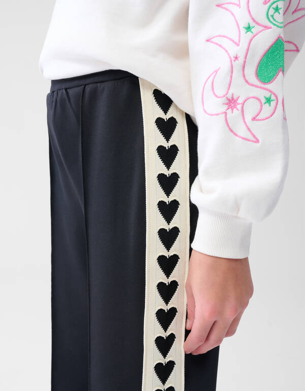 Sportliche Tape-Hose mit weitem Bein Schwar SHOEBY GIRLS