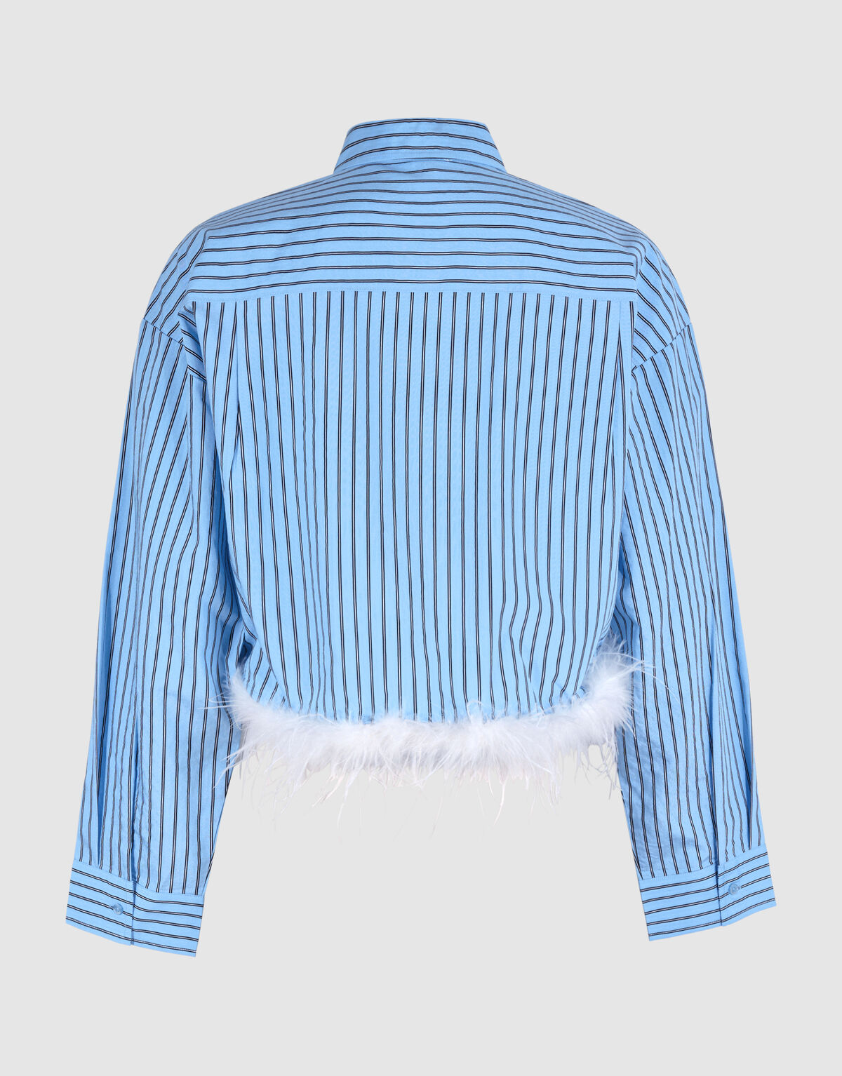 Gek&uuml;rzte Bluse mit Federn Hellblau SHOEBY WOMEN