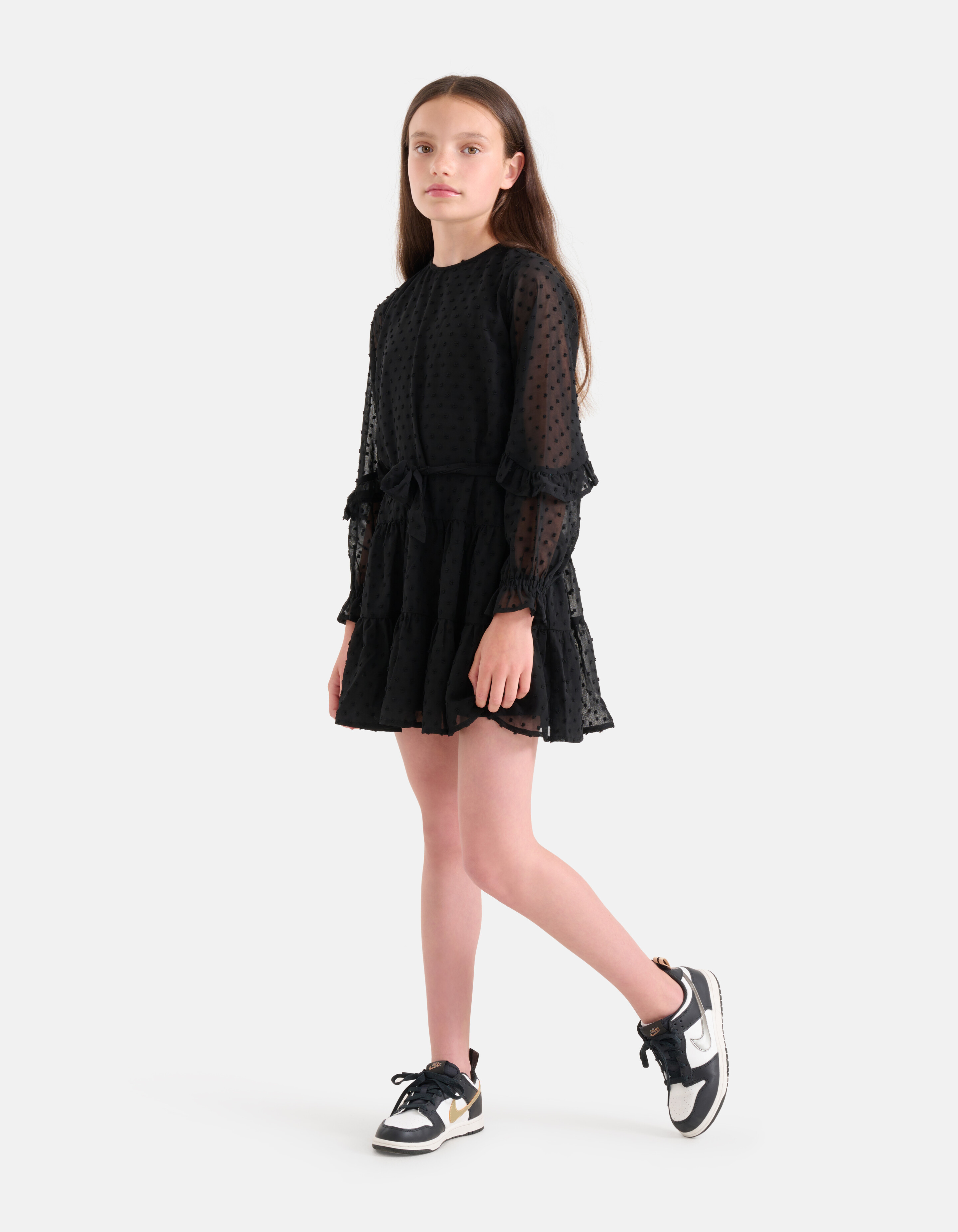 Chiffon-Pünktchenkleid Schwarz SHOEBY GIRLS