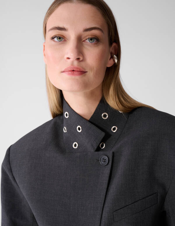 Cropped Eyelet Blazer Dunkelgrau SHOEBY WOMEN