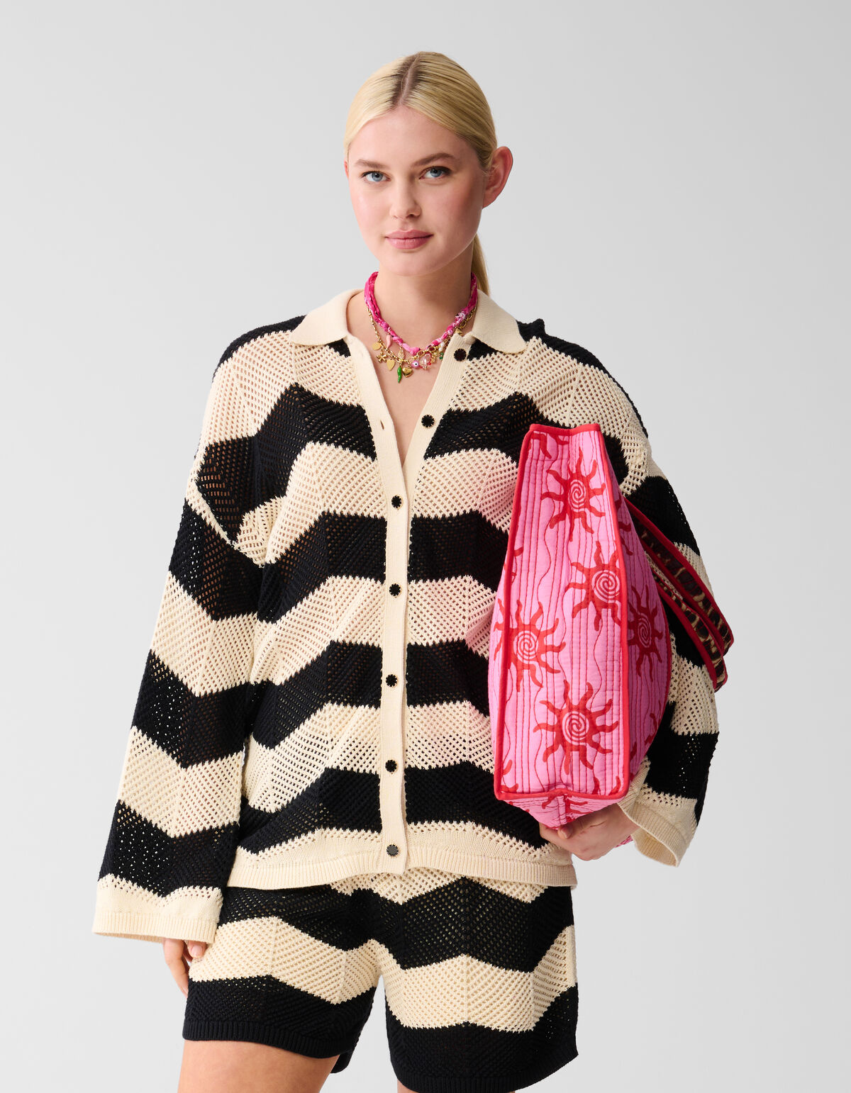 Multi-H&auml;kelbluse Schwarz/Wei&szlig; SHOEBY WOMEN