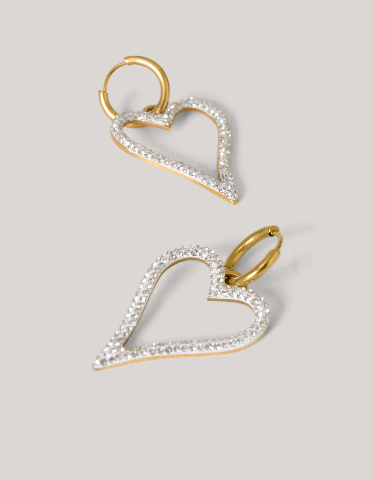 Strass Herz Ohrringe Gold SHOEBY ACCESSOIRES