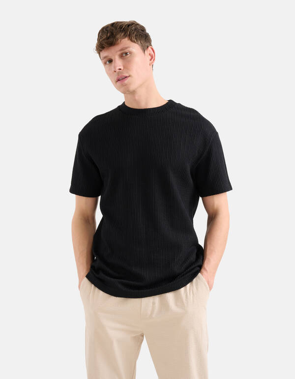 Seersucker T-Shirt Schwarz SHOEBY MEN