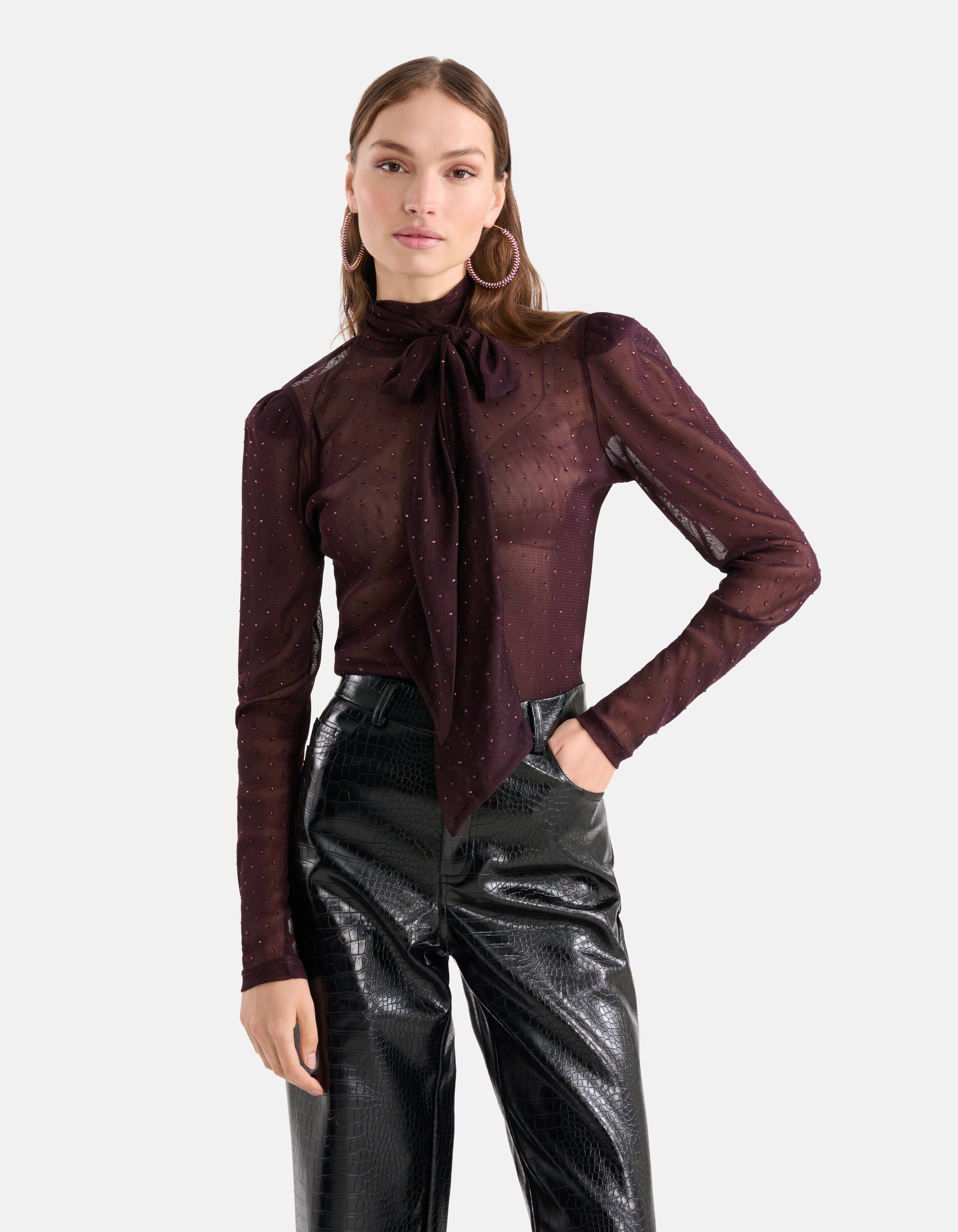 Strassbesetztes Top Bordeaux SHOEBY WOMEN