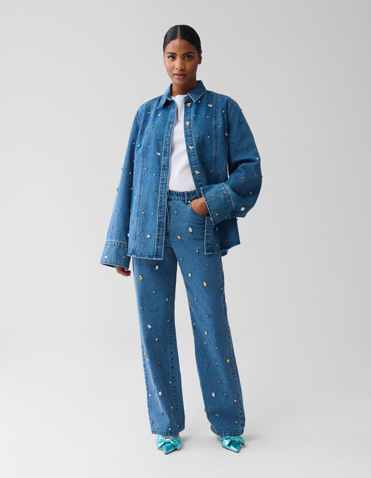 Stone Denim Bluse Mediumstone SHOEBY WOMEN