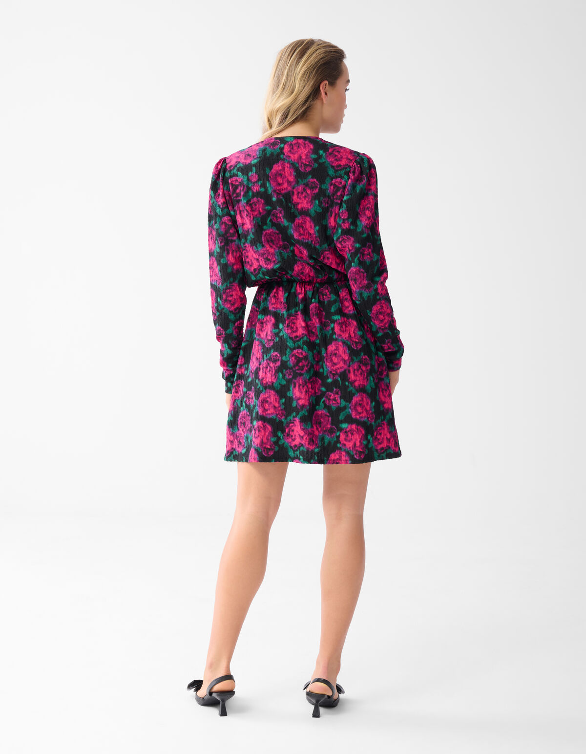 Bedrucktes Crinkle-Kleid Schwarz SHOEBY WOMEN