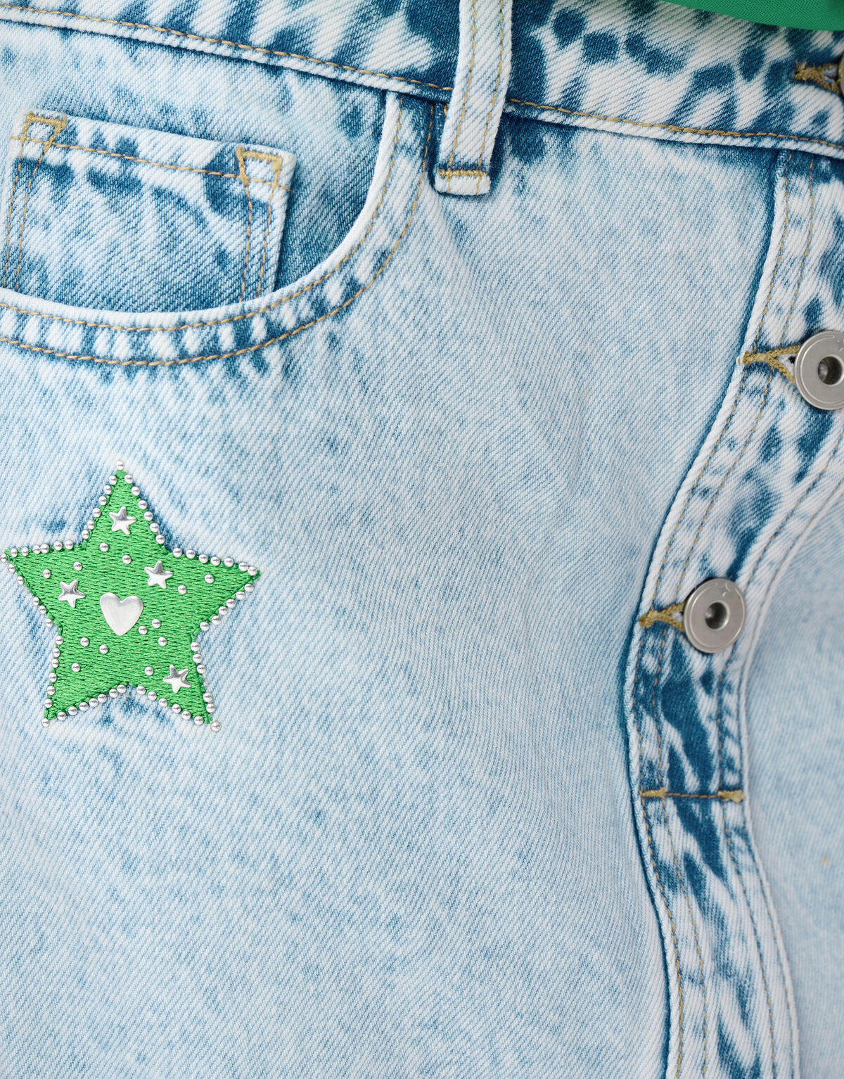 Bestickter Denim-Rock Blau SHOEBY GIRLS