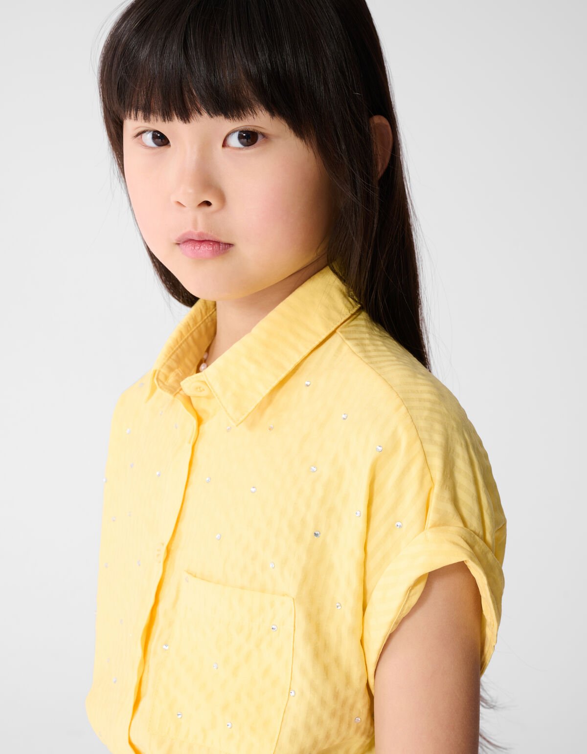 Pinstripe-Strass-Bluse Hellgelb SHOEBY GIRLS