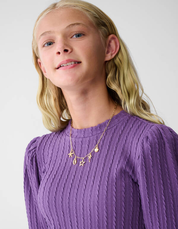 Peplum-Kabel-Top in Lila SHOEBY GIRLS