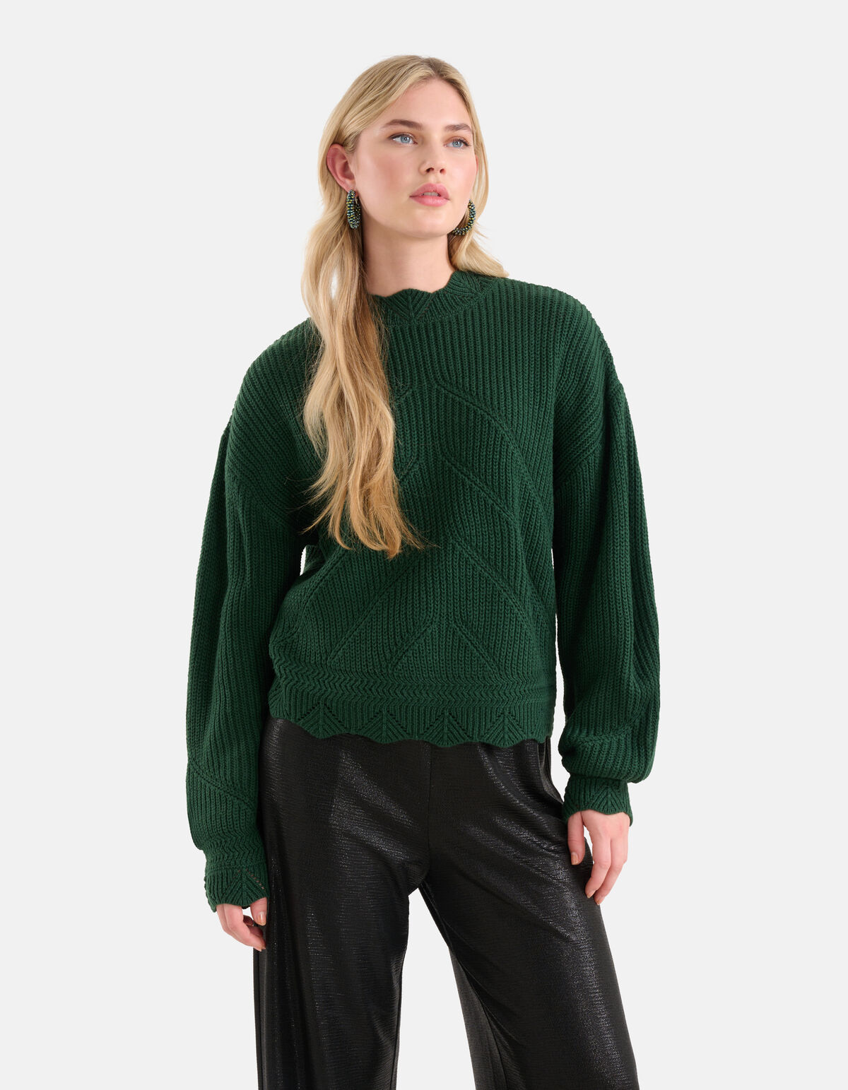 Kabelpullover dunkelgr&uuml;n SHOEBY WOMEN