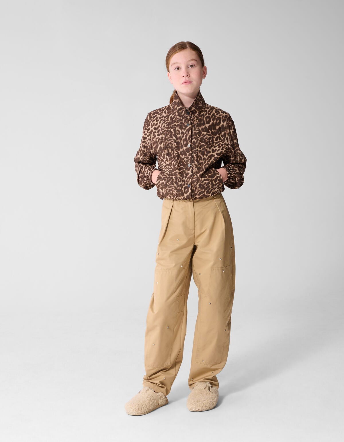 Leopard Funnel Neck Bluse Braun SHOEBY GIRLS