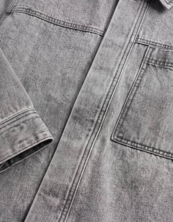 Relaxed Washed Denim Overshirt Grau SHOEBY MEN