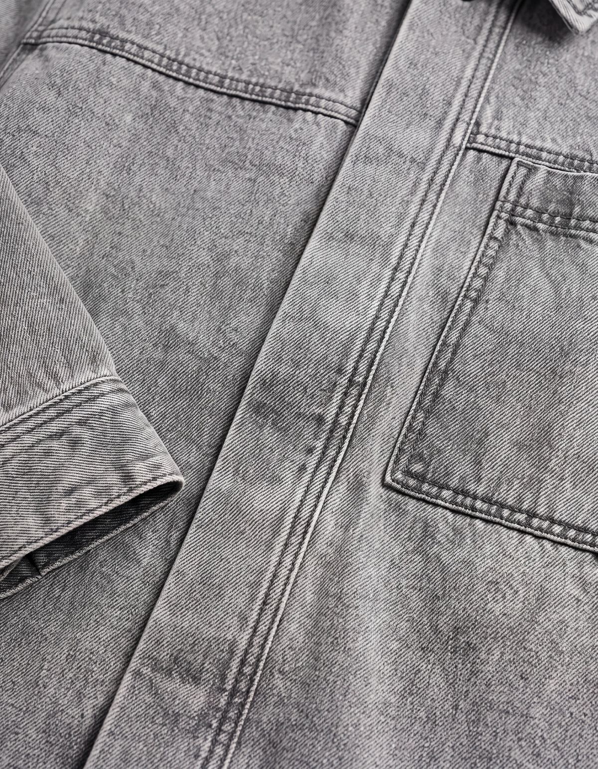 Relaxed Washed Denim Overshirt Grau SHOEBY MEN