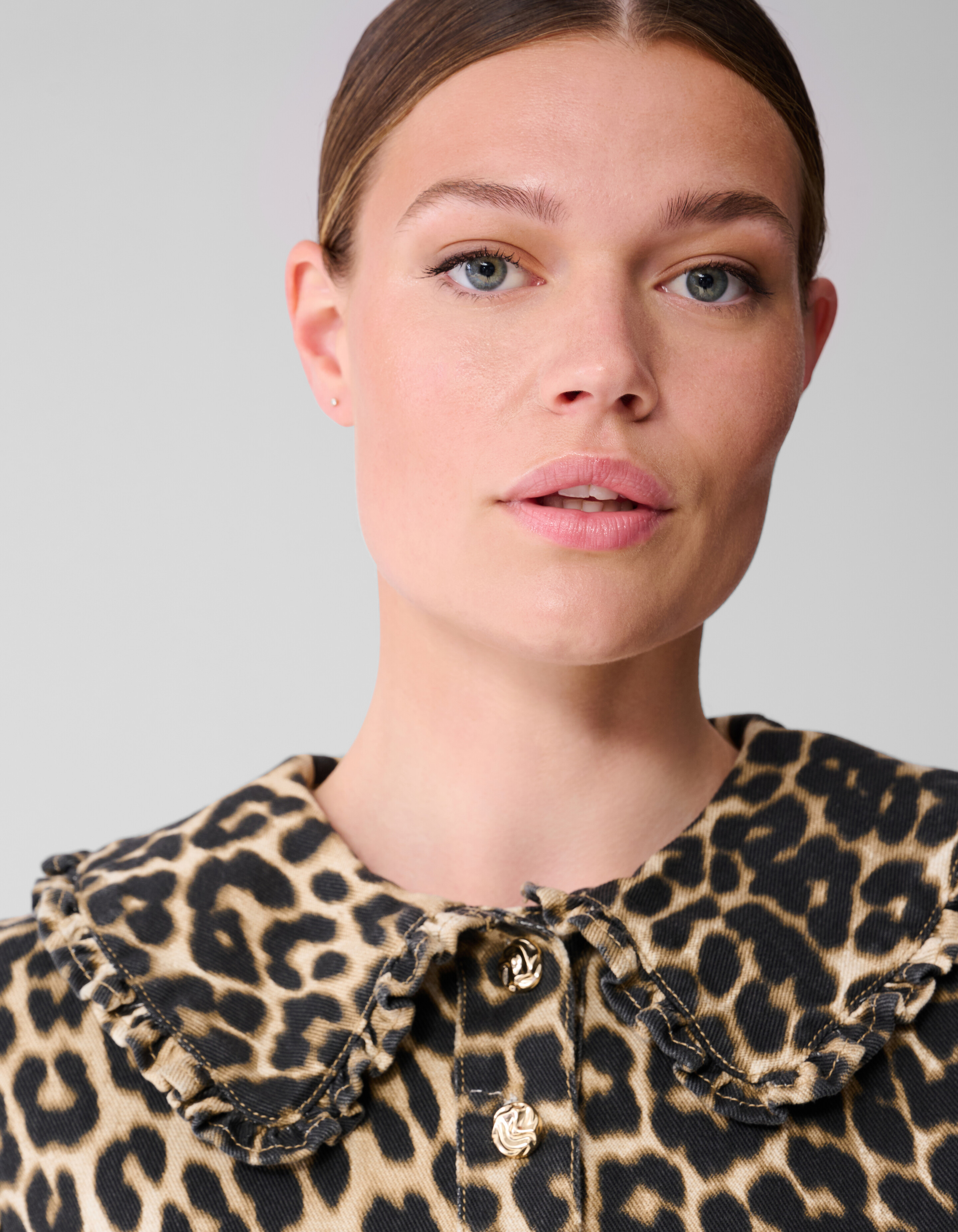 Denimkragen Leopard Minikleid Braun SHOEBY WOMEN
